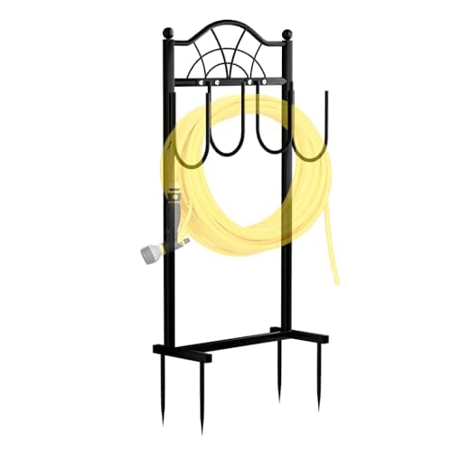 Shomextol Hose Holder – Upgraded Freestanding Garden Hose holder for 100FT Hoses, Sturdy Outdoor Water Hose Storage Hanger, Ideal for Yard, Lawn & Garden，Black - Image 1