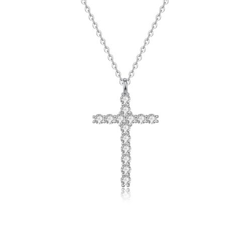 HYLYLEED Cross Necklace for Women,Moissanite Cross Pendant,925 Silver Necklaces D Color VVS1 Lab Created Diamond Religious Anniversary Birthday Gifts for Mom Wife Girlfriend Cross B-0.8CT - Image 1