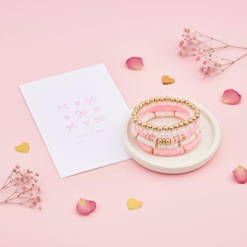 LANGASQUE Birthday Gifts for Women Teen Girls, Happy Birthday Gift Baskets for Women, Coquette Pink Bow Glass Cup Gift Box Set, Chrismas Gifts for Daughter Sister Wife Girlfriend Mom - Thumbnail 3
