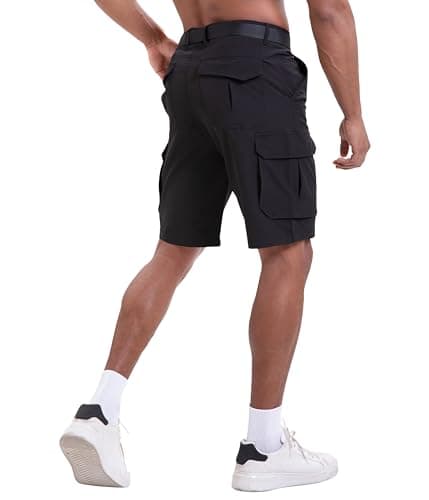 NATUVENIX Hiking Shorts Men Quick Dry Mens Cargo Fishing Shorts for Men Lightweight Golf Shorts Stretch Summer Work Black - Thumbnail 3