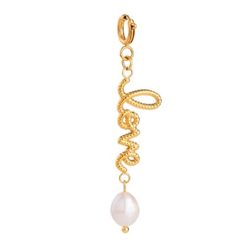 FAMARINE Pearl Keychain for Bag LOVE Chain Keychain Clasp Clip on Charms Accessories - Image 1