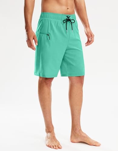 Pinkbomb Men's Mint Green Swim Trunks with Compression Liner, Quick Dry, 9 Inch, X-Large - Thumbnail 2