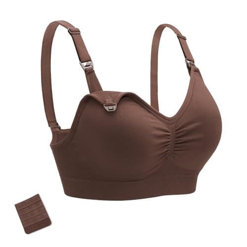 Stelle Nursing Bras Maternity Bra for Breastfeeding Pregnancy Wireless Bralette with Pads, Extenders（Cocoa,L） - Image 1