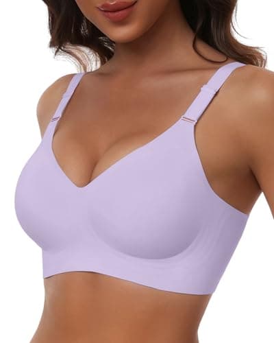 HORISUN Seamless Bras Wireless Tshirt Bras for Women Full Coverage No Show Bra(Purple L) - Image 1