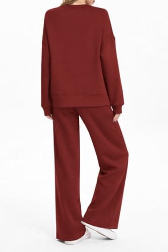AFFOLE 2 Piece Sets for Women 2026 Lounge Sets Long Sleeve Oversized Sweatshirt Wide Leg Pants Matching Tracksuit Sets - Thumbnail 5
