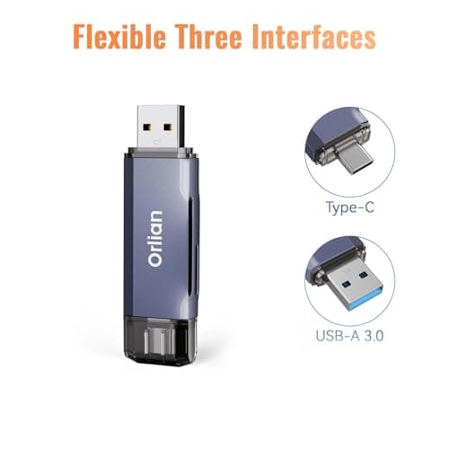 USB 3.0 SD Card Reader,Dual Slots USB 3.0 Type C to Micro SD Card Adapter, Memory Card Reader Adapter for MicroSD, SDHC, SDXC, RS-MMC, MMC, Compatible with Laptop, iPhone 16/15,MacBook Android (Gray) - Thumbnail 4