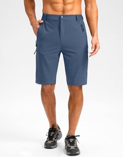 Pudolla Men's Hiking Shorts 11" Lightweight Cargo Work Shorts for Men Summer Travel Golf Casual Outdoor with 5 Pockets(Tibetan Blue XX-Large) - Thumbnail 2