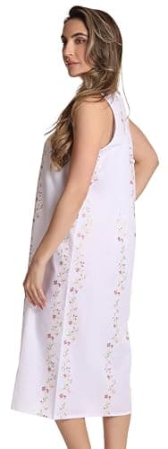 Dreamcrest Sleeveless Seersucker Gowns RL-6510-WHT-1X White - Thumbnail 2