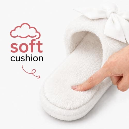 FairyCasa Women’s Fuzzy Slippers Cute Bow House Slippers for Women Soft Cozy Indoor Outdoor Lightweight House Shoes Gift for Women - Thumbnail 3