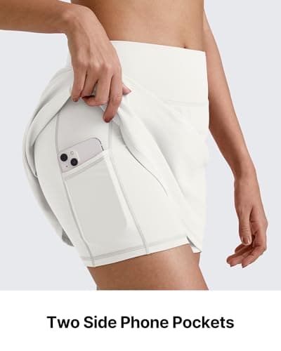 G4Free White Golf Skirts,Soft Comfortable Tennis Skirts with Shorts Ladies High Waisted A Line Lounge Running Athletic Active Golf Skort Inner Pockets(White,XL) - Thumbnail 5