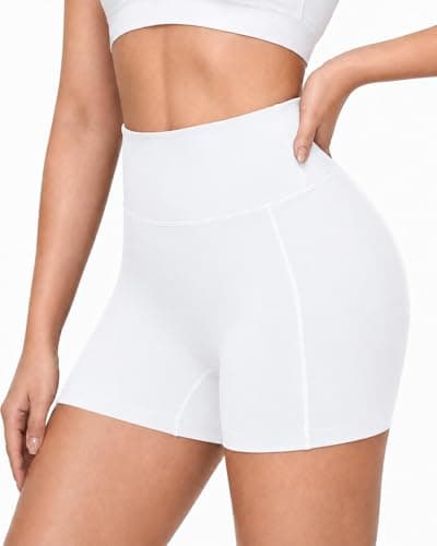 Roadbox 3" High Waisted Women's Biker Shorts, Tummy Control Compression Booty Spandex Shorts for Volleyball Workout Gym Yoga Running(2XL) White - Image 1