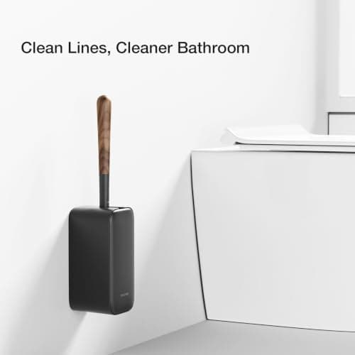 Wooden Toilet Bowl Brush, Diveotree Toilet Brush and Holder for Dead Corner Cleaning Wall Mounted Toilet Cleaner Brush for Bathroom Decor, Toilet Scrubber Brush for RV Bathroom (Black) - Thumbnail 6