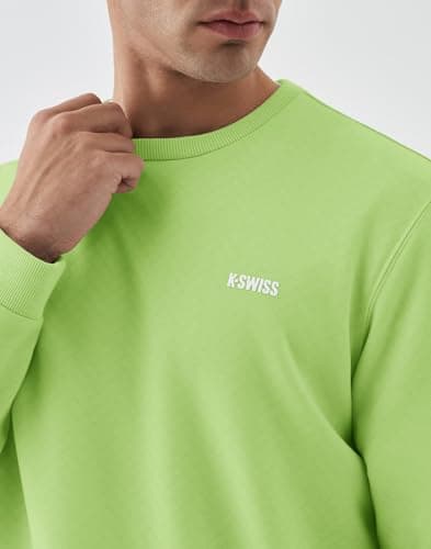 K-Swiss Men's Crewneck Pullover Sweatshirts, GREEN, 2XL - Thumbnail 4