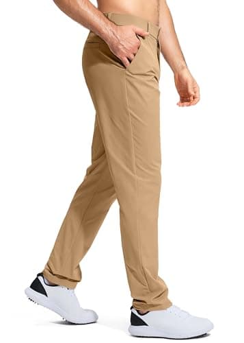 Pudolla Men's Golf Pants Stretch Work Dress Pants Men's Dress Pants 30 Lightweight Quick Dry Trousers with Pockets(Dark Khaki 35Wx30L) - Thumbnail 4