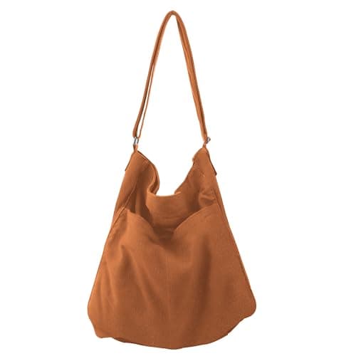 GEMIU Canvas Hobo Bags for Women and Men Large Crossbody Tote Bags with Muti-Pockets and Zipper Travel Work Brown - Image 1