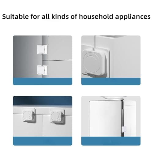 Cabinet Locks Baby Proofing Straps - Child Proof Refrigerator Lock Pack 6 Stove Oven Locks Door Strap for Kids Childproof Safety Cupboard Locks, Adhesive No Screw Latches for Drawer Toilet Lock - Thumbnail 5