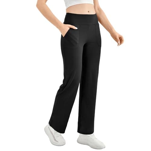 Walifrey Wide Leg Yoga Pants for Women, Loose Stretch Sweatpants with Pockets Casual Lounge, Black, M - Image 1