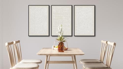 Large Framed Abstract Wall Art Canvas Prints Set of 3, Neutral Beige White Painting Art, Wabi Sabi Geometric Wall Pictures Modern Minimalist Artwork for Living Room Bedroom Office Decor 16"x24"x3 - Thumbnail 4