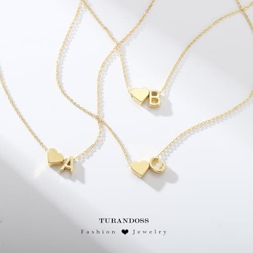 Turandoss Heart Necklaces for Women Trendy, Tiny Heart Initial W Dainty Birthday Gifts Initial Necklaces for Women Jewelry - Thumbnail 6