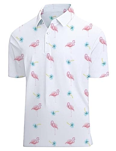 Actflare Mens Flamingo Shirt Hawaiian Shirt Short Sleeve Dry Fit Hawaiian Polo Shirt XXXL - Image 1