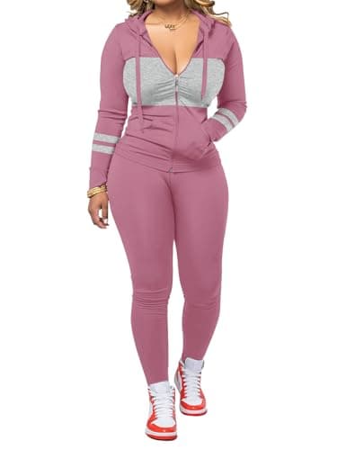 STOLKISS Women 2 Piece Outfits Workout Sets Bodycon Legging Jacket Tracksuit Zip Up Hoodie Jogger Matching Sweat Pants Set - Image 1