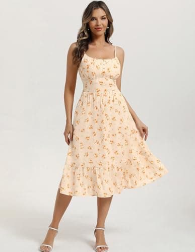 Belle Poque Floral Dress for Women 2026 Summer Sleeveless Flowy Ruffle Midi Dresses Elegant Wedding Guest Dress X-Large - Thumbnail 2