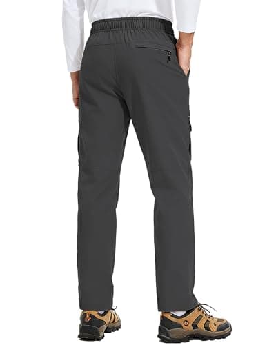 Mens Hiking Pants Waterproof Lightweight Quick Dry UPF 50+ Cargo 5 Pockets Elastic Waist Drawstring Cuff Joggers Tactical Work Casual Athletic Workout Gym Grey L - Thumbnail 4