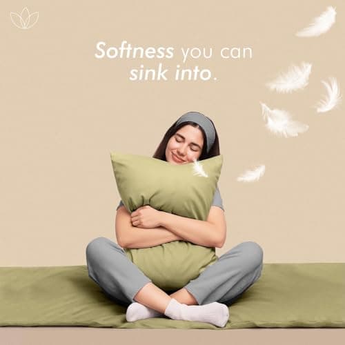 SensoLoom 100% Cotton Sheet Set – Crisp Sateen Weave, Breathable & Fade-Resistant – Soft, Cool Sheets for Hot Sleepers – Twin/Queen/King (Cedar Sage, Twin) - Thumbnail 3