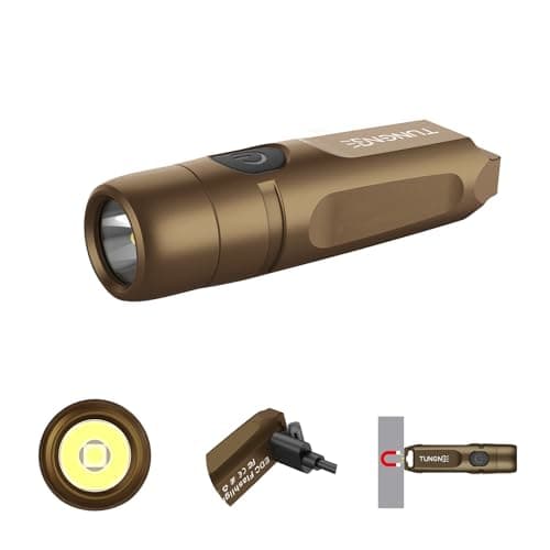 TUNENGE S15 Keychain Flashlight- Super Bright 650 High Lumens,UCB C Rechargeable EDC Pocket Flashlight,Mini Flashlight-Light with Magnetic Suitable for Hiking, Emergency (Brown) - Image 1