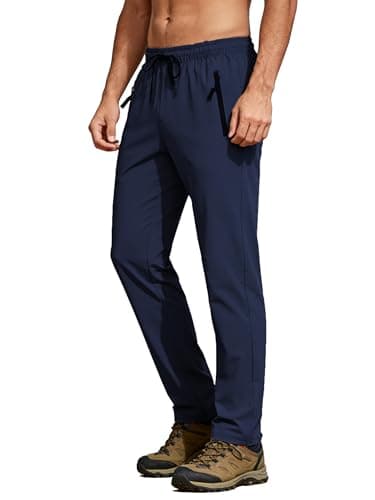 Mens Hiking Pants Sweatpants Water Resistant Quick Dry Lightweight UPF 50+ Cargo Elastic Waist Drawstring Casual Work Athletic Travel Golf Running Navy Blue M - Image 1
