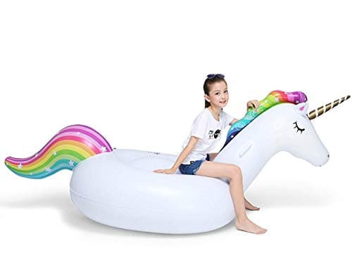 Jasonwell Big Inflatable Unicorn Pool Float Floatie Ride On with Fast Valves Large Rideable Blow Up Summer Beach Swimming Pool Party Lounge Raft Decorations Toys for Kids Adults - Thumbnail 4