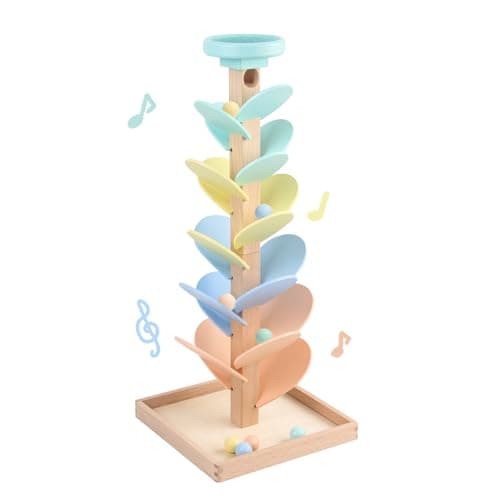 Wooden Marble Run Ball Drop Montessori Toys for Toddlers 4-8 Boys Girls Kids Wood Music Tree Marble Ball Run Game 3-5 8-12 Years Old Learning Color Sorting Sensory Toys Birthday Gift (Height: 20.5") - Image 1
