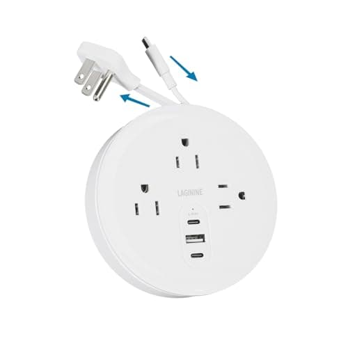 Wall Outlet Extender with Shelf, 10 in 1 Surge Protector, 8 AC Outlets, 2 USB Charging Ports - Home & Dorm Plug Expander