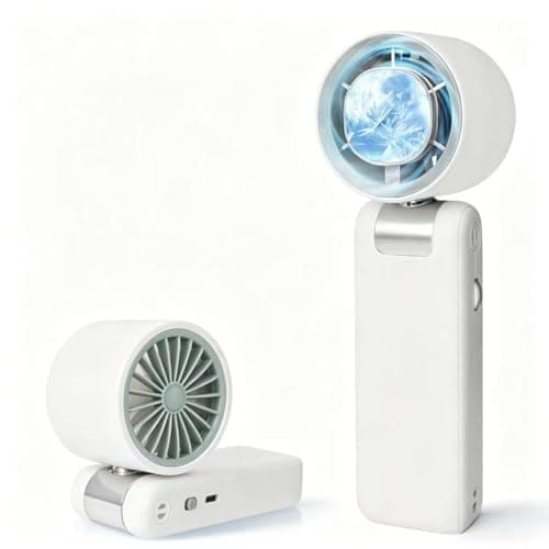 FSUM Portable Handheld Mini Fan with Ice Cooler, Speed (1-199)，with LED Display, USB Rechargeable Rechargeable Personal Fan Small Pocket Fans for Travel/Outdoor/Home/Office(WHITE) - Image 1