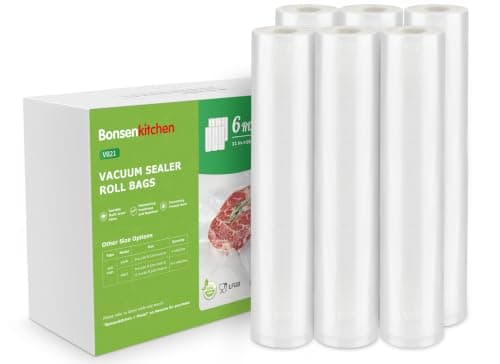 Bonsenkitchen 6 Rolls 11" x 16' Vacuum Sealer Bags for Food with a Color Box, Easy to Store, Commercial Grade, BPA Free, Great for Food Storage or Sous Vide, VB21 - Image 1