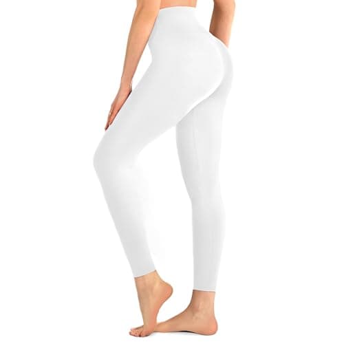 Walifrey Leggings for Women,High Waisted Buttery Soft Yoga Pants for Workout Gym Athletic White LXL - Image 1