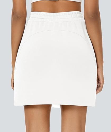 Casly Lamiit Womens Athletic Skort High Waisted Casual Drawstring Lounge Workout Sweat Skirts Trendy Comfy Mini White Tennis Skirt XS - Thumbnail 5