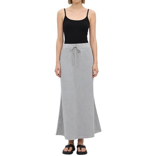P Ammy Fashion Womens Plus Size Maxi Long Skirt Elastic High Waist Wrap Hip Comfy Flowy Skirts (US, Alpha, Large, Regular, Regular, Grey) - Image 1