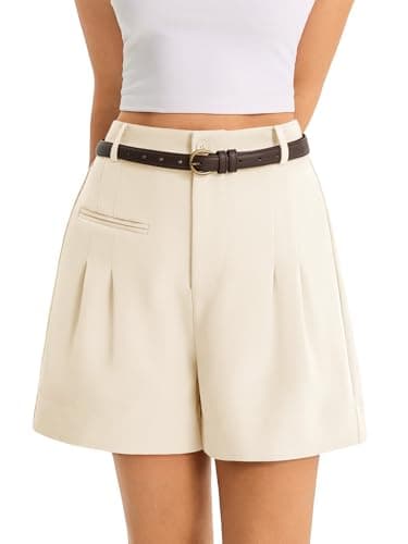 Cicy Bell Womens Wide Leg Dressy Shorts Casual Summer High Waisted Tailored Work Suits Shorts Beige - Image 1