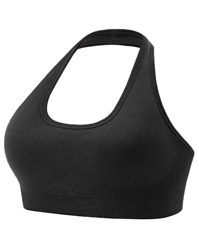 iMucci Halter Sports Bras for Women Low Impact Seamless Yoga Bra, Halter Neck Open Back Padded Removable Cups for Gym Workout Black - Image 1