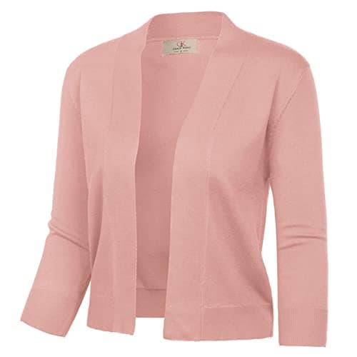 GRACE KARIN Open Front Casual Lightweight Cropped Cardigans for Women 3/4 Sleeve Shrug Sweaters Bolero Jacket S - Image 1
