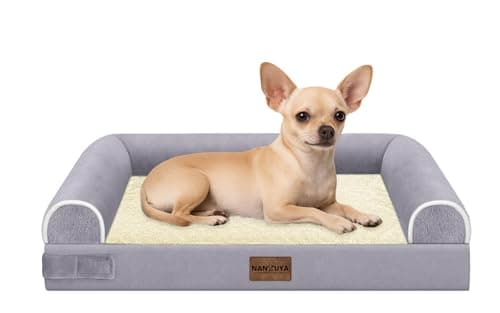 Small Dog Bed Orthopedic Washable: Beds Bolster Small Sized Dogs Bed Egg Crate Foam Couch Sofa Waterproof with Removable Cover - Purple