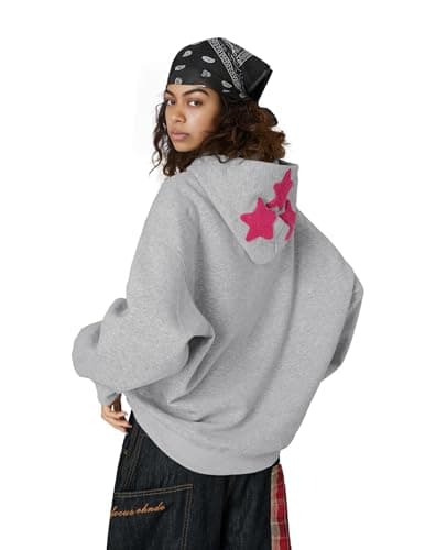 Aelfric Eden Dog Graphic Hoodie Oversized Cute Star Sweatshirt Unisex Y2k Casual Hooded Pullover Grey Large - Thumbnail 5