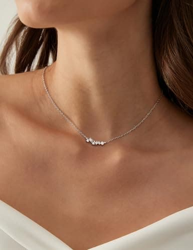 EAMTI 925 Sterling Silver Necklace for Women Cubic Zirconia Simple Pendant Necklace Dainty Jewelry Gifts for Women Birthday/Anniversary Day/Valentine’s Day - Thumbnail 4