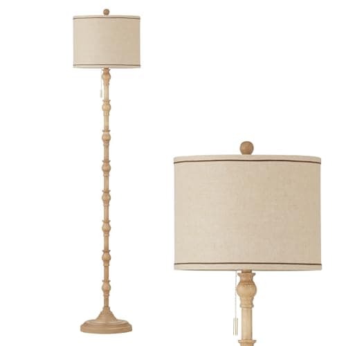 Leasgy 63.5'' Floor Lamps for Living Room, Farmhouse Floor Lamp for Bedroom with 3 Color Temperatures, Vintage Standing Lamps for Living Room, Living Room Light, Chain Switch, Bulb Included, Cream - Thumbnail 2