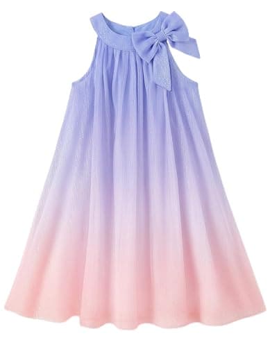 NIUSC Girls Halter Dress Summer Boho Chiffon Flowy Cool Ombre Beach Sundress Tween Casual Cute Vacation Party Holiday Photoshoot Outfit, Purple, 11-12 Year - Image 1