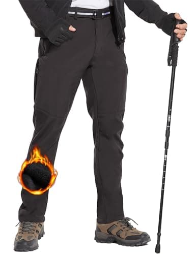 MOURCE Snow Pants Men Windproof, Warm Mens Fleece Lined Pants Ice Fishing, Grey XL - Image 1
