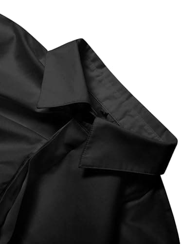 Button Down Crop Top for Women Casual Irregular Hem Solid Color Cropped Blouse Shirt Tunics Black XL - Thumbnail 5