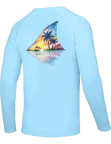 Twekfish Men's UPF 50+ Sun Fishing Shirt, Long Sleeve UV Protection Tee, Quick Dry Rash Guard for Outdoor Swim Hiking, Redtail Fish Graphic - Image 1