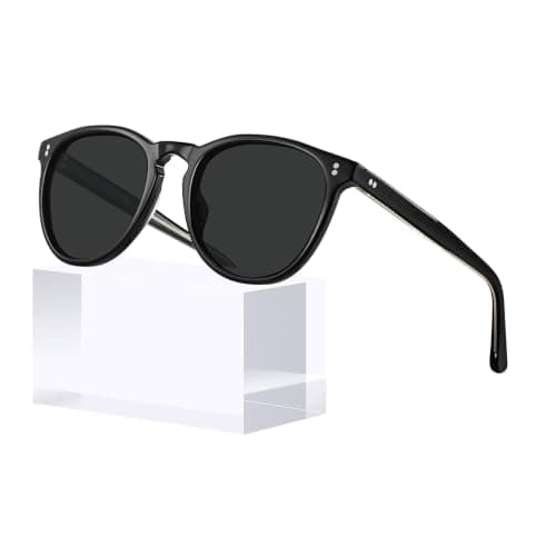 CARFIA Acetate Polarized Sunglasses for Women Trendy Retro Sun Glasses Gray Gradient Lenses Black Frame